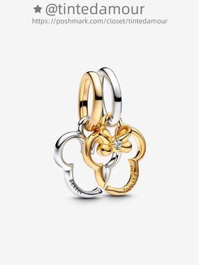 Pandora Disney Mickey Mouse & Minnie Mouse Splittable Dangle Charm|Two-tone